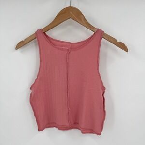 American Eagle Pink Patchwork High-Neck Cropped Sleeveless Tank Top Sz Small